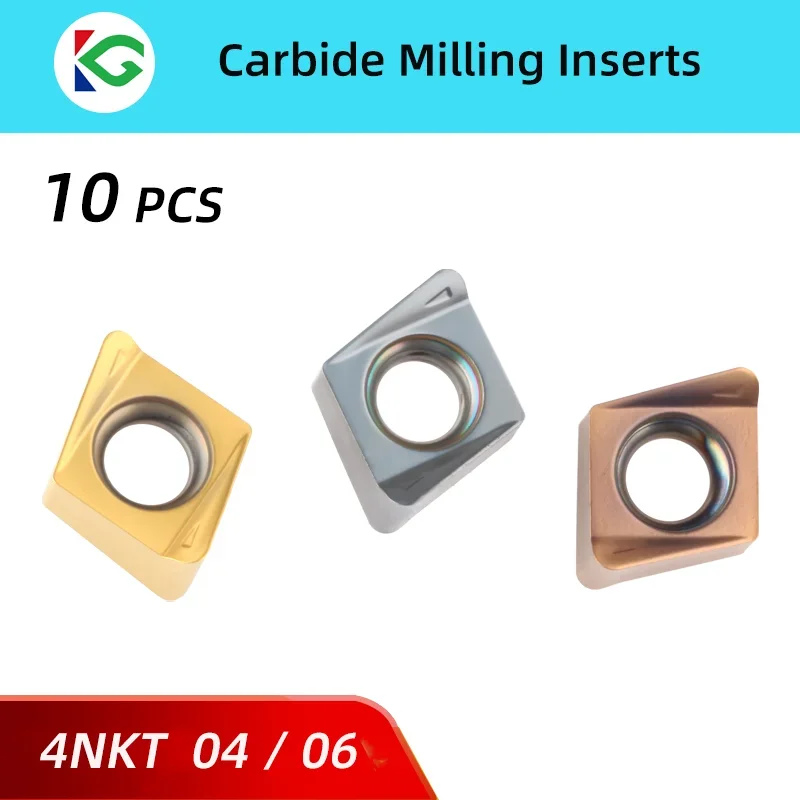 10Pcs 4NKT060308 4NKT040208 Fast Forward Insert Carbide Plates Roughing Cnc 4NKT 060308 040208 Square Shoulder Milling Tools