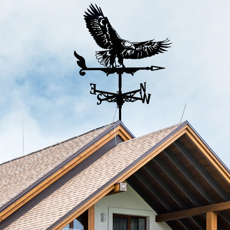 Stainless Steel Rooster Weathervane Weather Vane Wind Direction Indicator Farmhouse Garden Weather Vane Spinner Measuring Tools