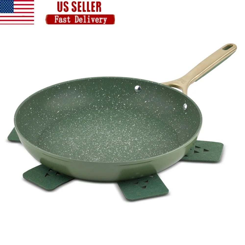 

12 Inch Non-Stick Fry Pan Ergonomic Stainless Steel Handle Induction Base Durable Kitchen Cookware Dishwasher Safe Versatile