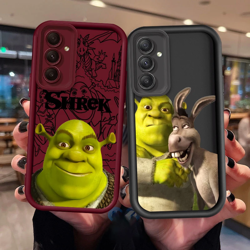 S-Shrek Cartoon Cute For Samsung A73 A71 A54 A53 A52 A51 A33 A32 A21S A14 A13 A12 A03 A04 A05 5G Eye Ladder Cover Phone Case