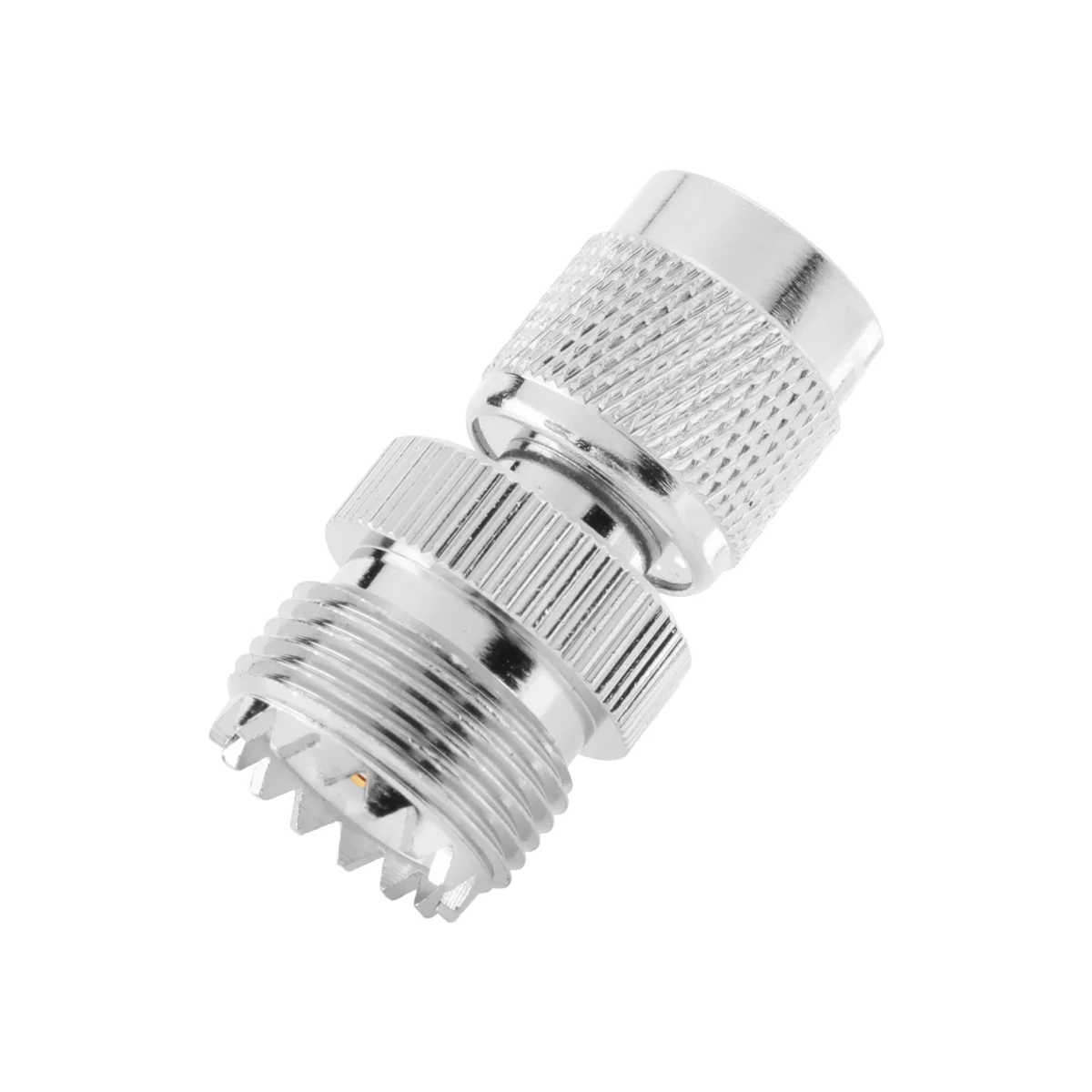 Conector adaptador TNC macho a PL259 UHF hembra, plateado