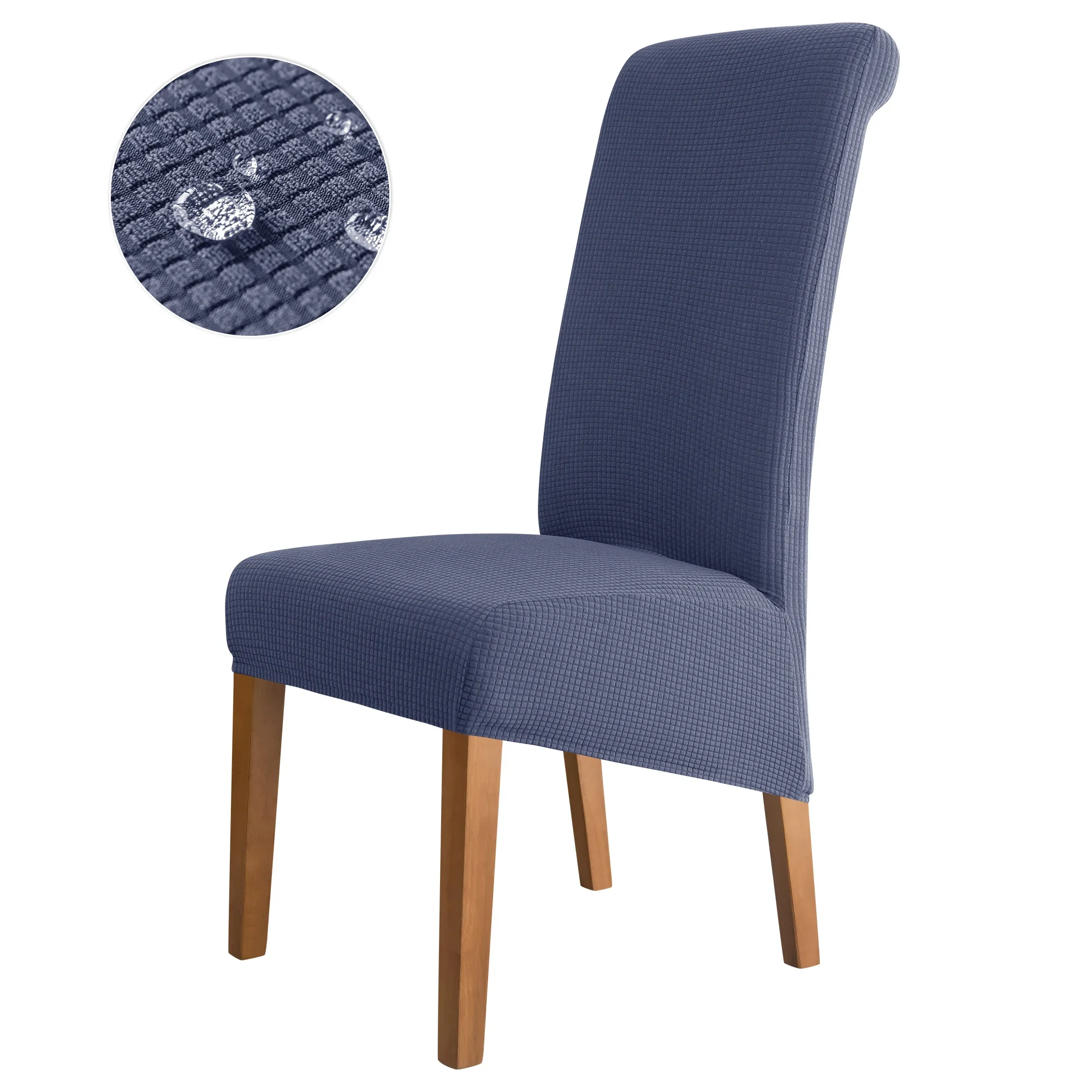 Wasserabweisender Stuhlbezug mit hoher Rückenlehne, Jacquard-Stretch, Stuhlhussen in XL-Größe für Esszimmer, schmutzabweisend, pflegeleicht, Sitzschutz