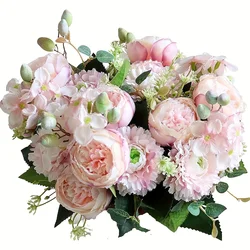 Artificial Flowers Venus rose Bouquet Silk Rose Vase Home Decor Garden Wedding Decorative Fake Plants Valentine Garland Material