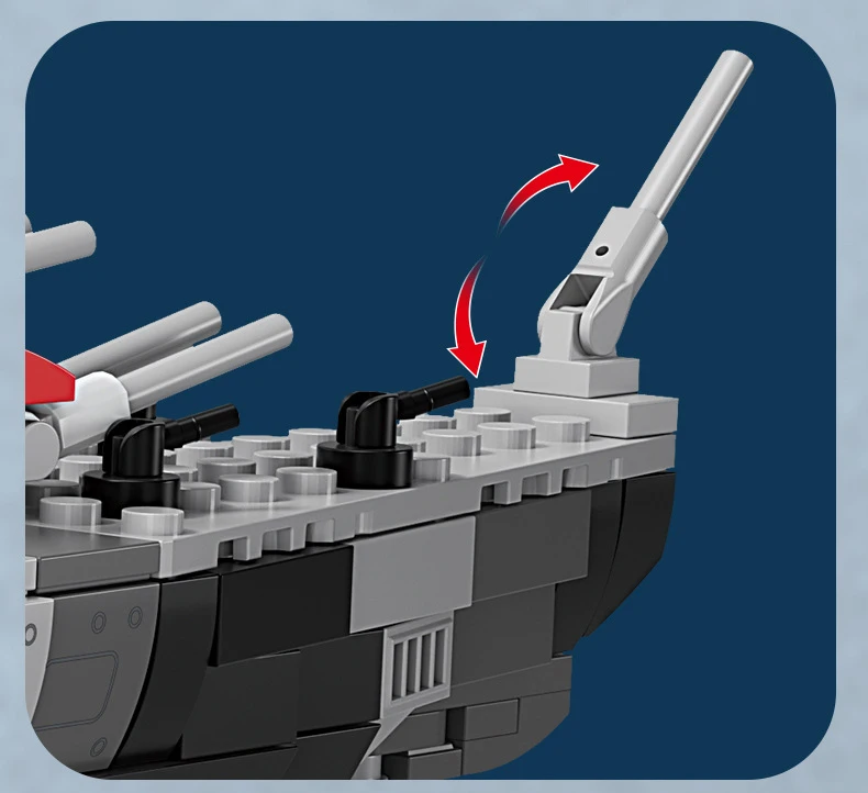 Militärschiff des Zweiten Weltkriegs Batisbricks Deutschland Admiral Hipper-Klasse Kreuzer Modellbausatz Fahrzeug-Bausteine Spielzeug mit Licht – Detail 4