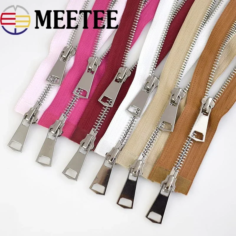 1/2/5Pcs Meetee 120cm 5 # metalowe zamki podwójny suwak otwarta końcówka długi zamek kurtka puchowa do szycie odzieży akcesoriów krawieckich