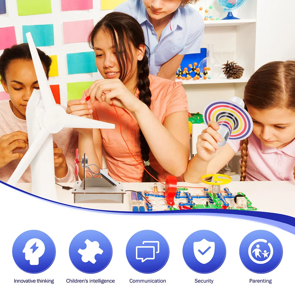 

2Sets Solar Fan Assembly Science Project Prop Creative Educational DIY Wooden Solar Powered Fan Learning Kit for Schools