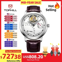 TOPHILL Tourbillon Watch for Men Automatic Movement SL5522B 43.7mm Fire Texture Dial Luxury 5Bar Waterproof Sapphire TU009G