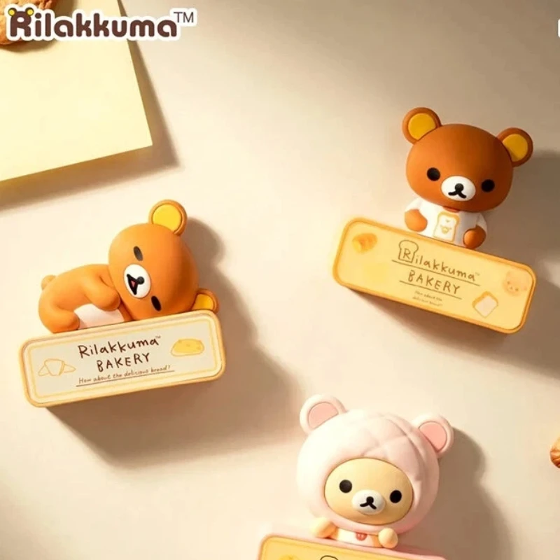 

Ночник-магнит на холодильник Rilakkuma Bread Series: Светящаяся магнитная декоративная игрушка-сюрприз для дома, кухни, коллекции аниме, подарок