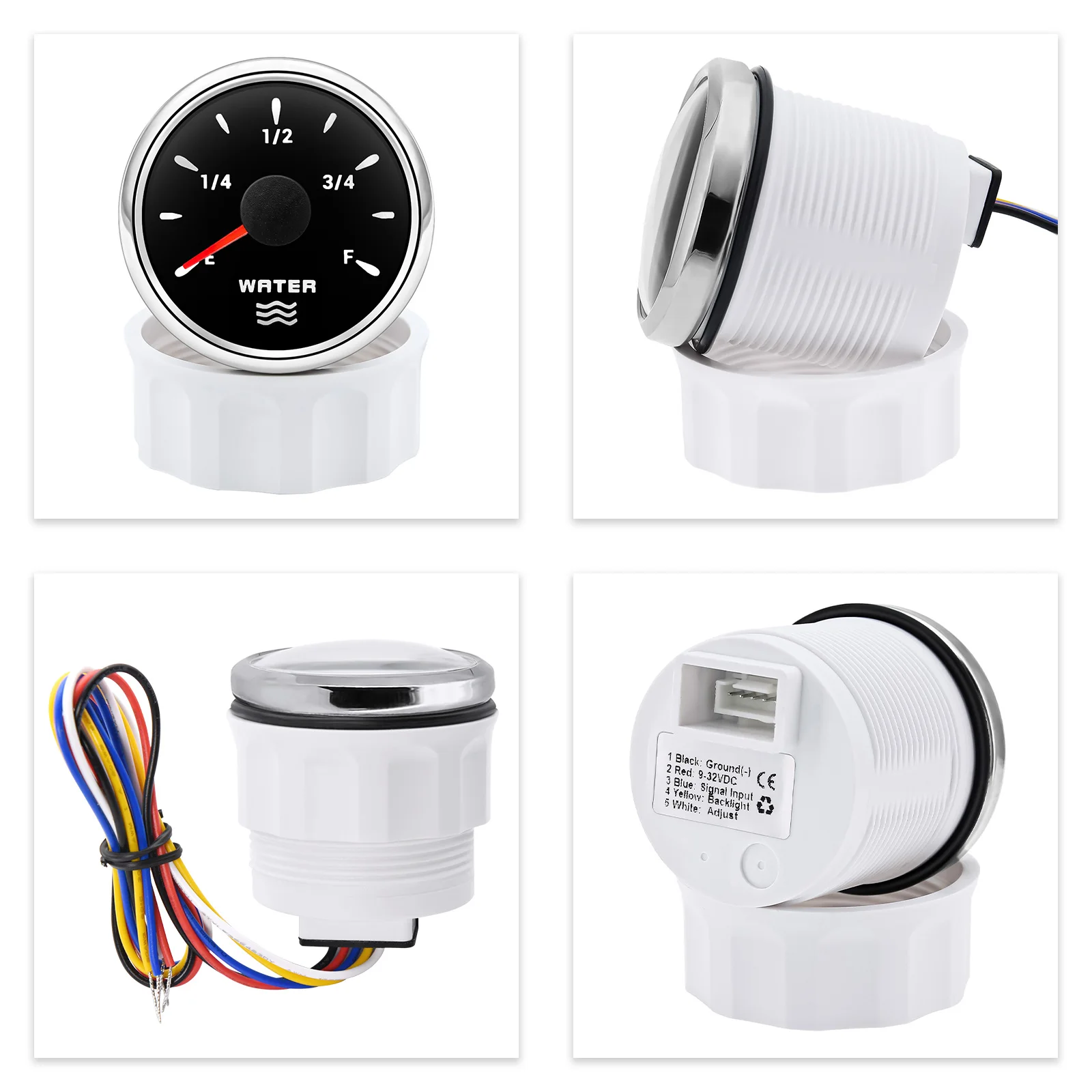 0-190ohm Water Level Gauge 52mm with 7 Color Backlight and 100mm-500mm Water Level Indicator Fit for Car Boat Marine 12V 24V