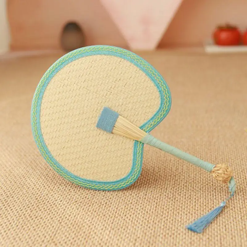 New Handmade Natural Straw Palm Fan Woven Handheld Fan Portable Summer Cooling Fans For Party Wedding Camping Home Decoration
