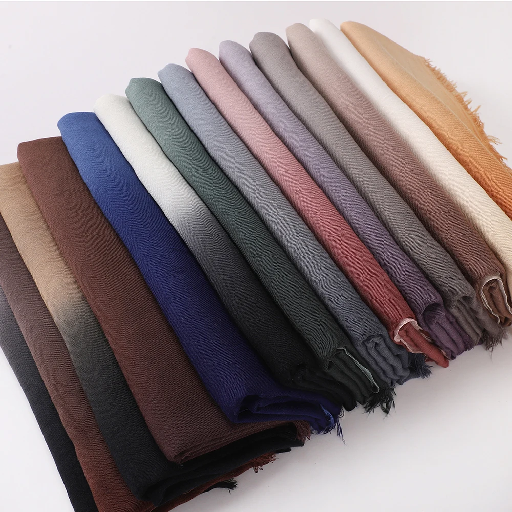 Vintage Farbverlauf Hijab mit Quasten, weicher, leichter muslimischer Kopftuch, türkischer Stil, Fransen-Schal, Wickel für Damen, islamischer Turban – Detail 7