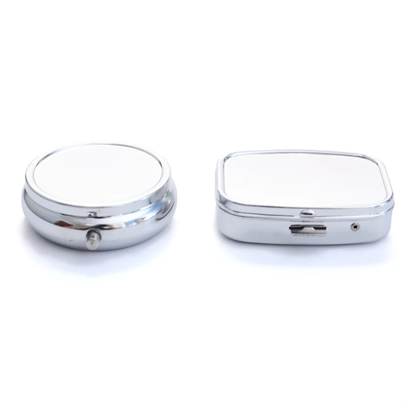 1Pc Waterproof Metal Pill Organizer Portable Round Square Pill Box Pill Container Weekly Pill Splitter Box