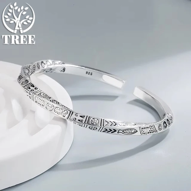 ALITREE 925 Sterling Silver męskie geometria Totemy otwarte bransoletki bransoletki dla kobiet moda luksusowy projektant biżuterii Party prezent