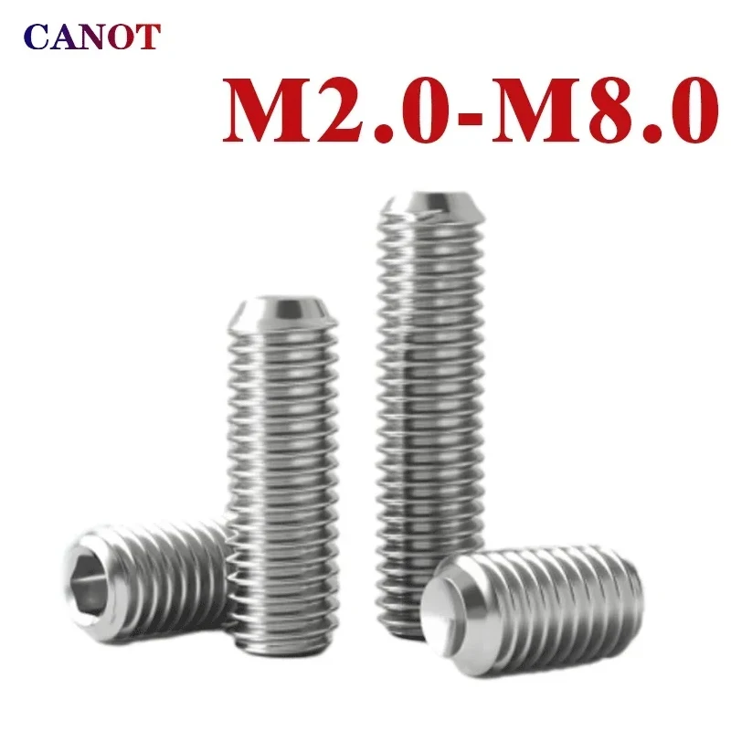Gewindestift M2 M2.5 M3 M4 M5 M6 M8 DIN916 304 Edelstahl Sechskant-Innensechskant mit Kegelspitze DIY-Set Türgriffe Wasserhahn-Schraube – Detail 2