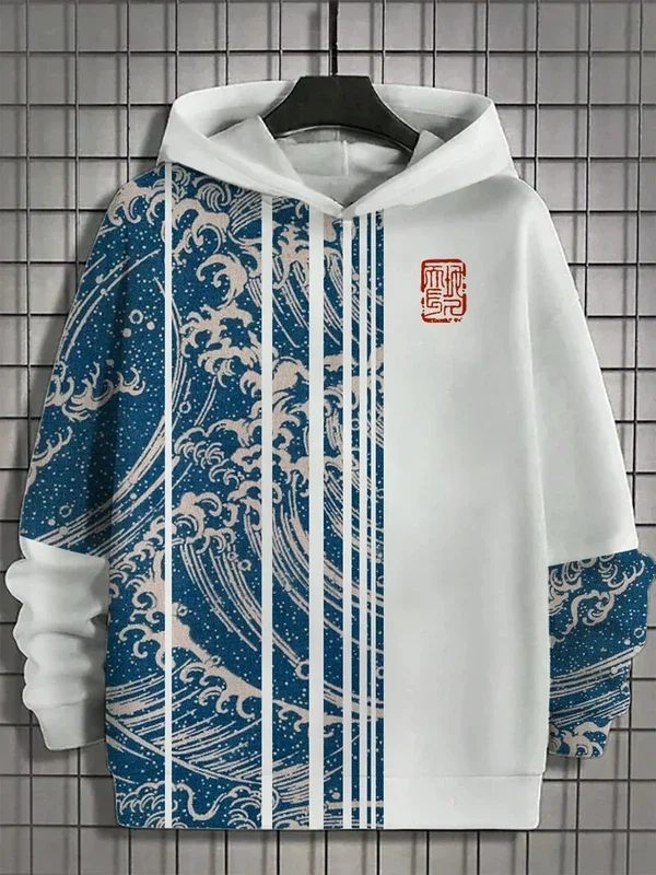 Lustiger japanischer Harajuku-Mode-Hoodie für Männer, lässiger Y2K-Hoodie, Herren-Hoodie mit Wal-Muster für Herbst und Winter, Sport-Hoodie. – Detail 3