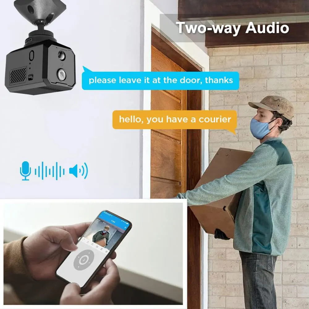 Mini cámara WiFi magnética con batería de 5MP, detección de movimiento Ptz y visión nocturna, cámara WiFi para mascotas, bebés y niñas