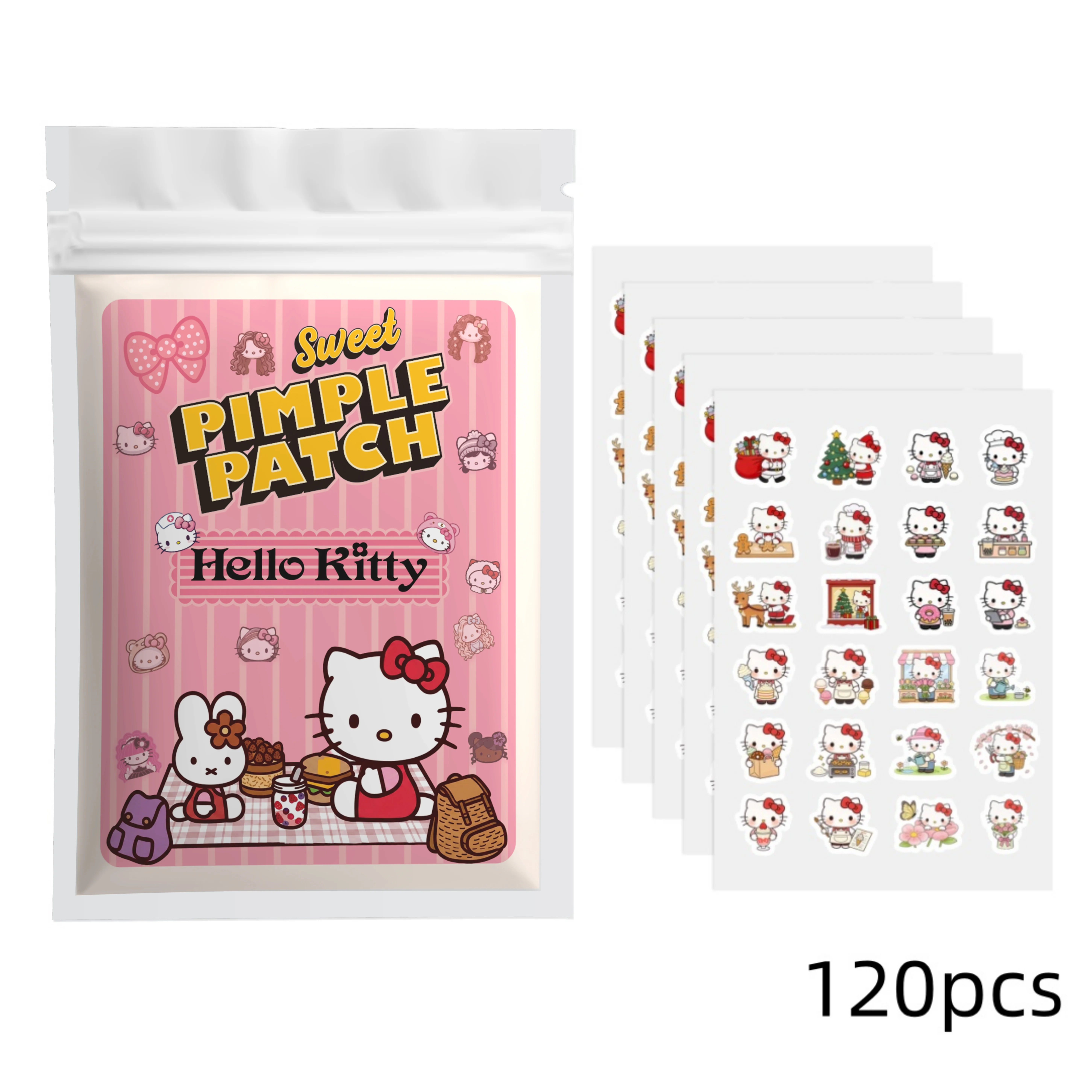 Sanrio x HelloKitty 120/48pcs Super cute pimple stickers, Super cute concealing pimple stickers, suitabl