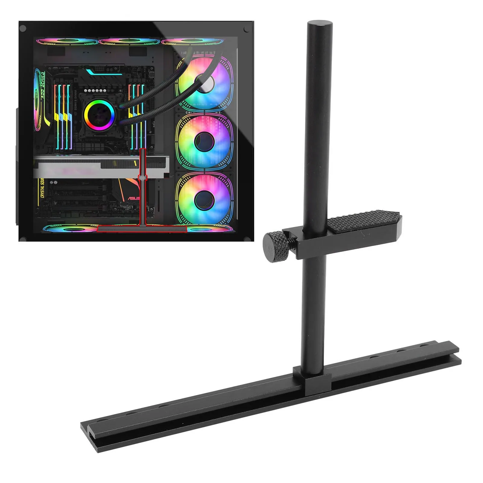 

Adjustable Anti Sag GPU Stand Aluminum Alloy Video Card Sag Holder Bracket for 9cm 12cm 14cm Fans