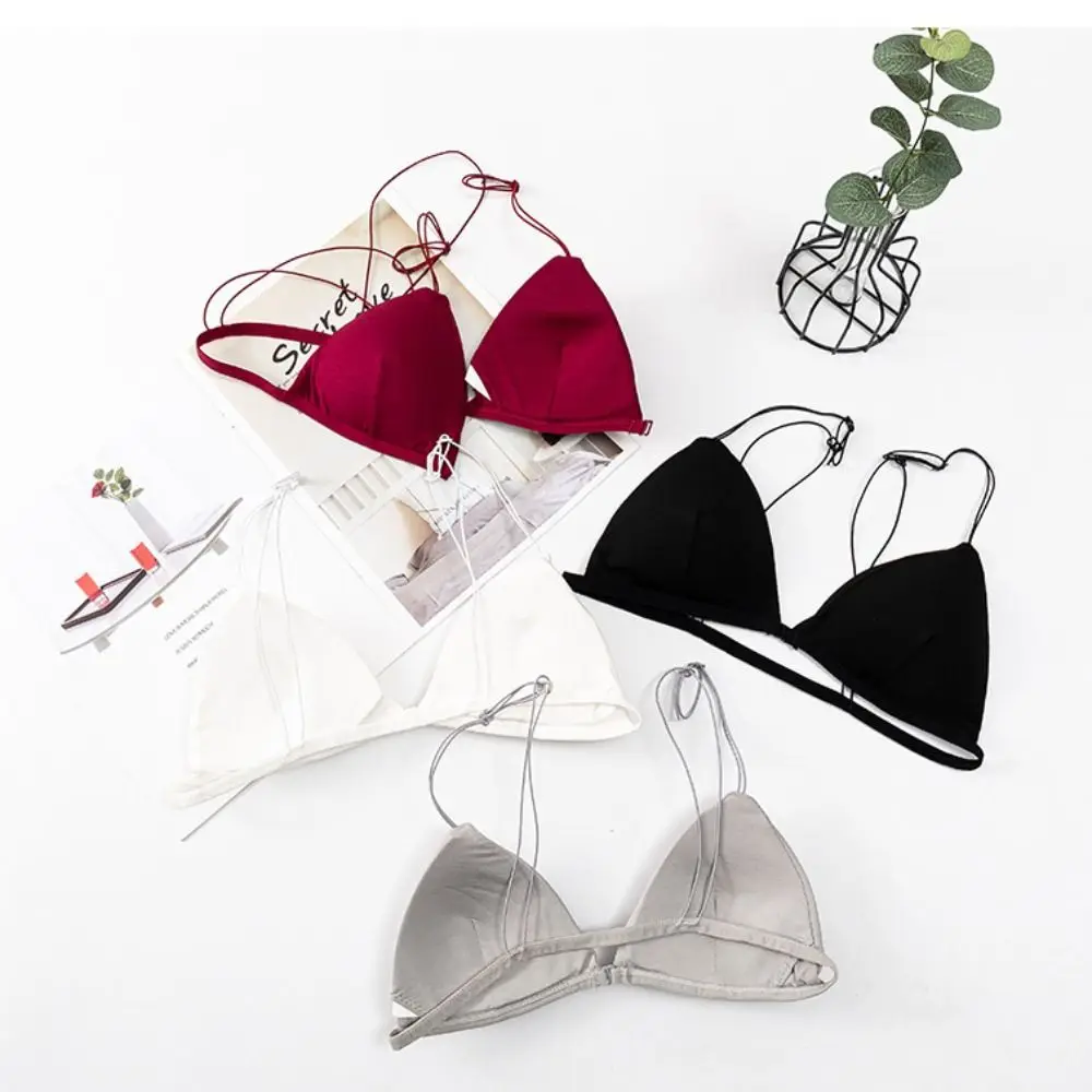 Breathable Triangle Bras for Women Beauty Back Thin Strape French Style Bra Push-up Lingerie Deep V Bralette Girls