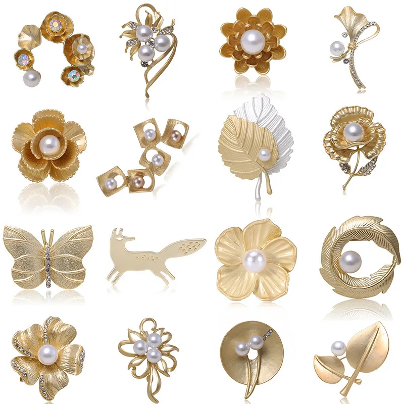 Digadagu Metal Frosted Gold-Color Flower Silver-Color Brooch Women\'s Popular Elegant Corsage Party Badge