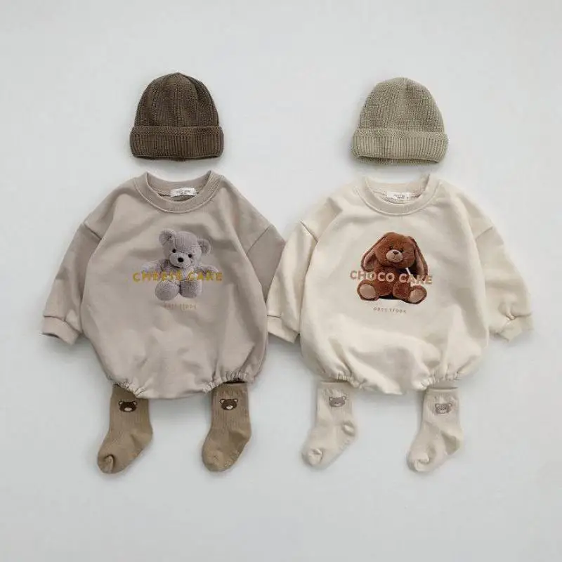 

2025 Autumn New Baby Long Sleeve Cartoon Print Bodysuit Cotton Infant Boy Girl Cute Bear Jumpsuit Newborn Toddler Clothes 0-3Y