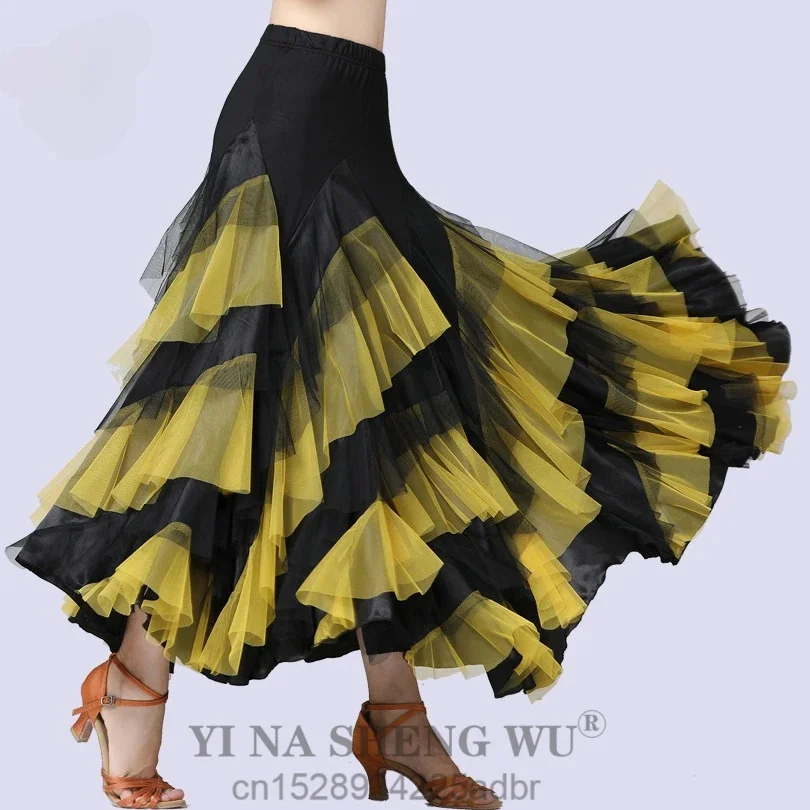 ワンサイズ レディース ダンス衣装 フラメンコ ワルツ ボールルームダンス スカート クラシカル ビッグスイング スペイン風 ロングスカート
