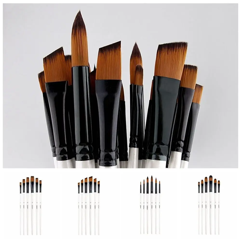 

Wooden Handle Watercolor Painting Brushes Nylon Practical Watercolor Brush Portable Professional Acrylic Paint Brushes