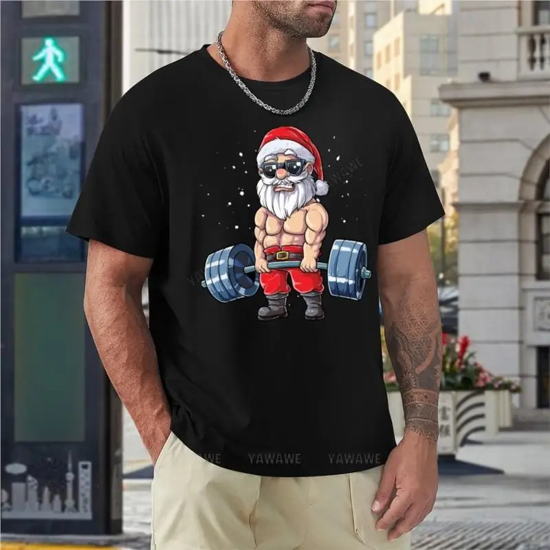 

Fitness Christmas shirt Santa Deadlift Gym Xmas Men Gifts T-Shirt kawaii clothes sweat shirts vintage clothes men t shirts