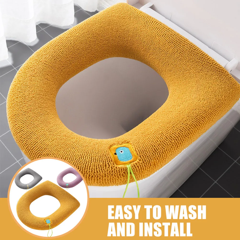 

3Pcs Reusable Toilet Seat Cover Soft Washable Polyester Seat Cushion Pad Portable Travel Bathroom Toilet Mat Bathroom Supplies