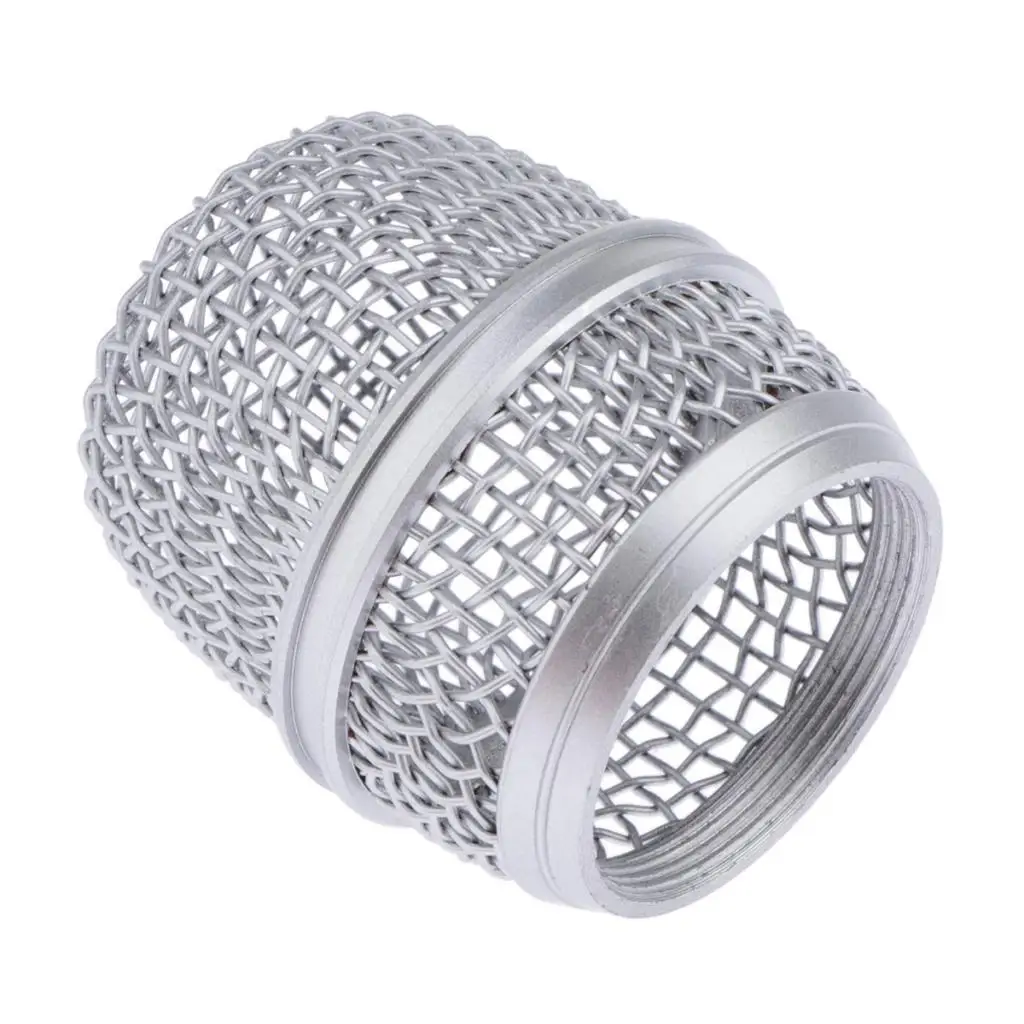 Microphone Grille Replacement Head Stainless Steel Mesh Ball with Foam Wind Filter for Professional Dynamic Mic