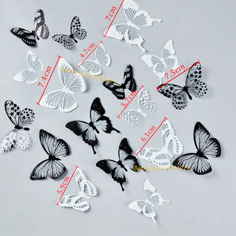 18pcs3d Crystal Butterfly Wall Stickers Colorful Pvc Beautification Decoration Children's Room Bedroom Background