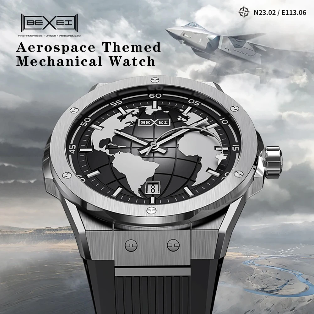 BEXEI Watch Mens Automatic Mechanical Sapphire Waterproof Watches for man Super Luminous Stainless Steel Simple Wristwatch 9136