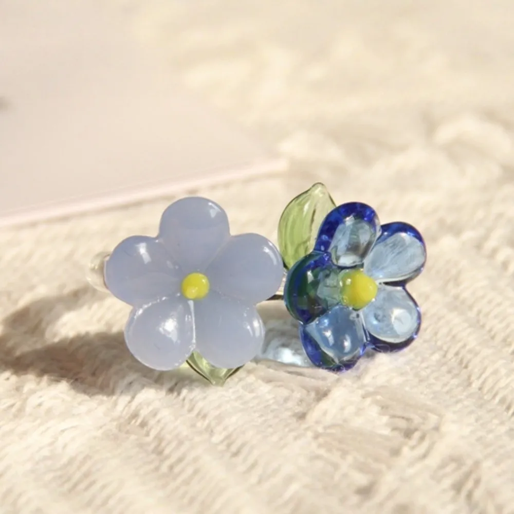 Fashion Handmade Glass Bird Ring Cute Exquisite Flowers Finger Ring Vintage Childishness Coloured Glaze Ring Vacation