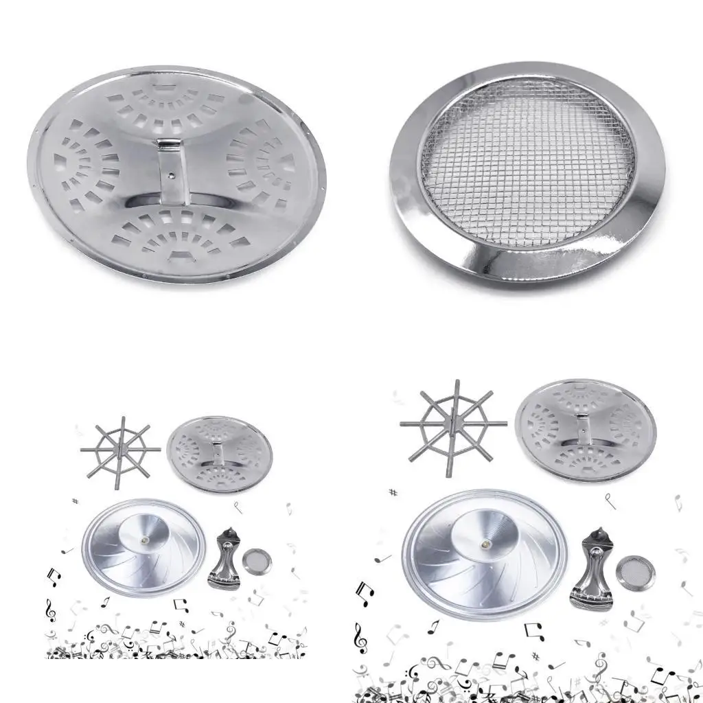 

31BE Dobro Resonator Guitar Replacement Parts Cones Soundhole Screens Tailpiece Bridge Saddle for Dobro Guitar Set of 5