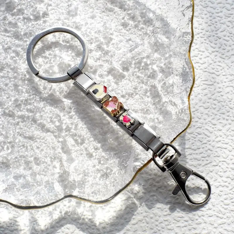 【W】Schleifen-Schmetterling-Stern-Modul-Armband-Schlüsselanhänger-Taschen-Schlüsselanhänger, personalisierter Schlüsselring, italienischer Charm, DIY-Schmuckherstellung, Geschenke – Detail 10