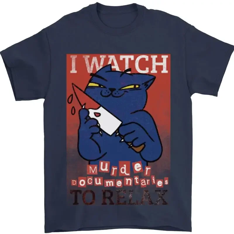 Cat I watch Mata Documentaries A Relax men's 100% cotton t-shirt
