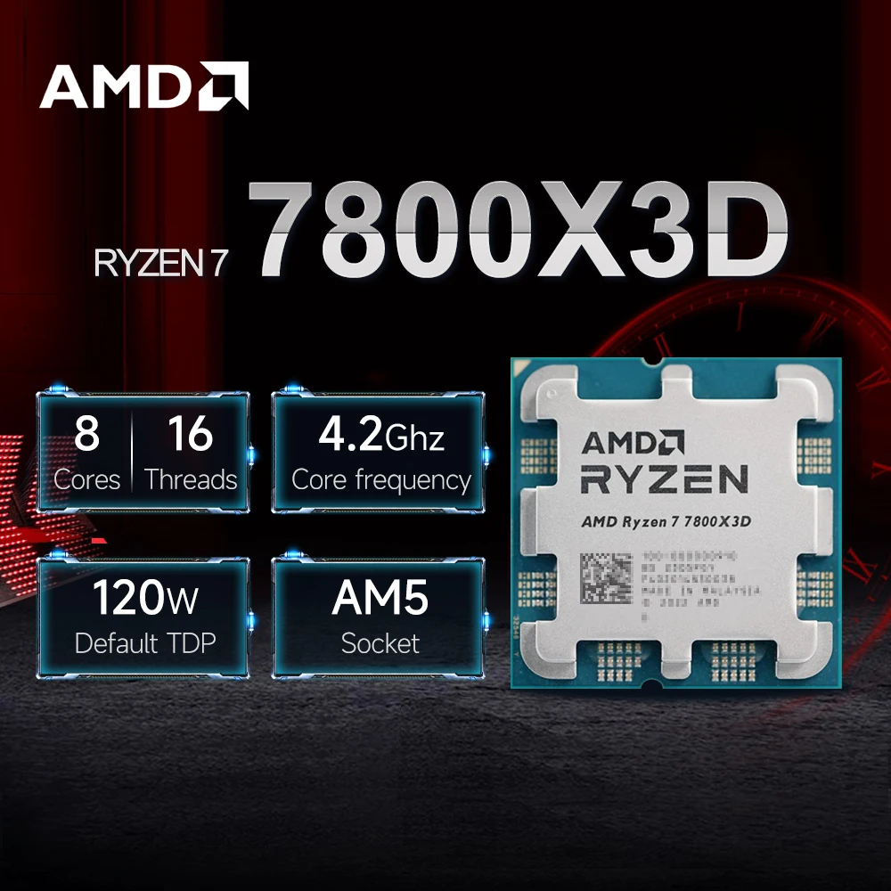 

NEW AMD Ryzen 7 7800X3D L3=96M 5NM DDR5 4.2GHz 8-Core 16-Thread R7 7800X3D Processor 120W Gaming CPU Socket AM5 Without Cooler