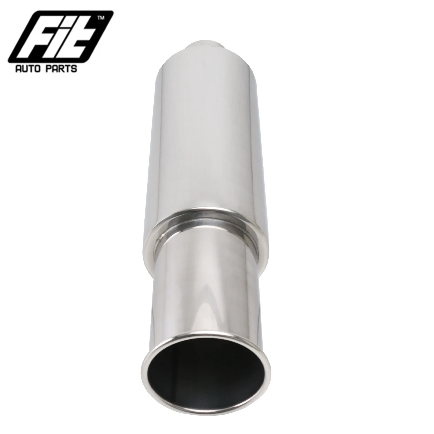 Exhaust Muffler Pipe 63mm Universal Racing Muffler 102mm Rolled Outlet Stainless Steel for Car