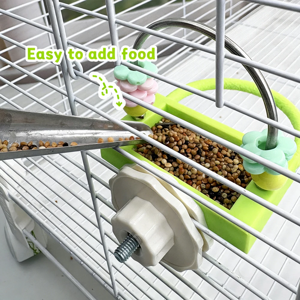 Comedero para pájaros acero inoxidable con percha loros y periquitos - imagen 5