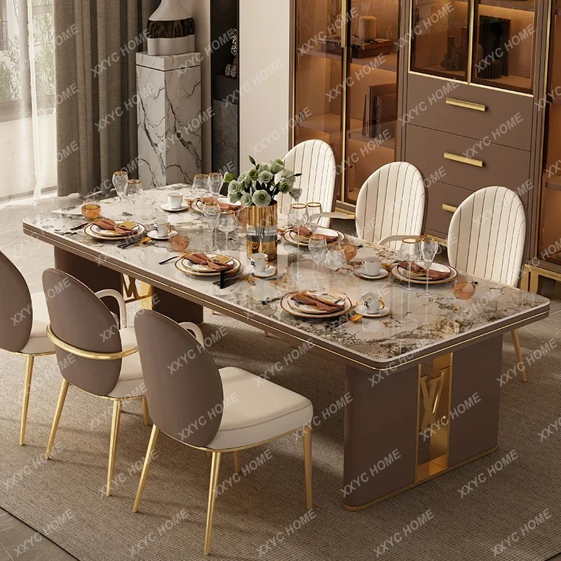 Y1 New rock slab dining table light luxury high-end home dining table modern simplicity
