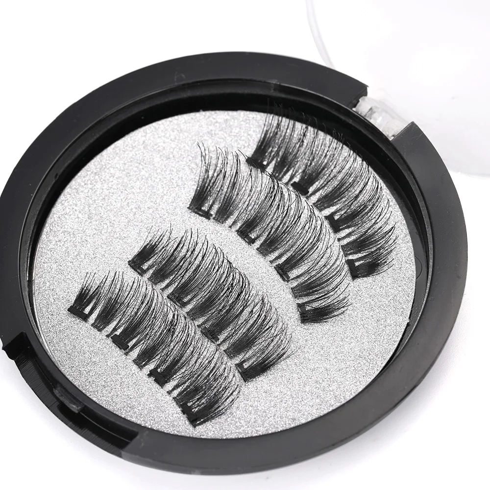 New 2pairs/box 3d Magnetic False Eyelashes Reusable Magnet Eyelashes With Applicator Easy To Wear Makeup Eyelash Supplies