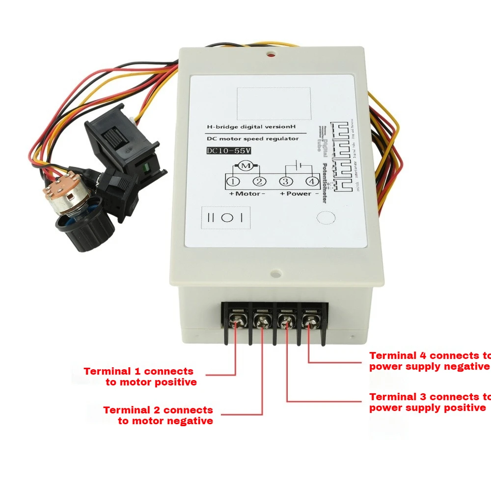 H-bridge DC Brushed Motor DC10-55V Motor Speed Controller 20A Digital Percentage Tachometer Motor Forward and Reverse Regulator