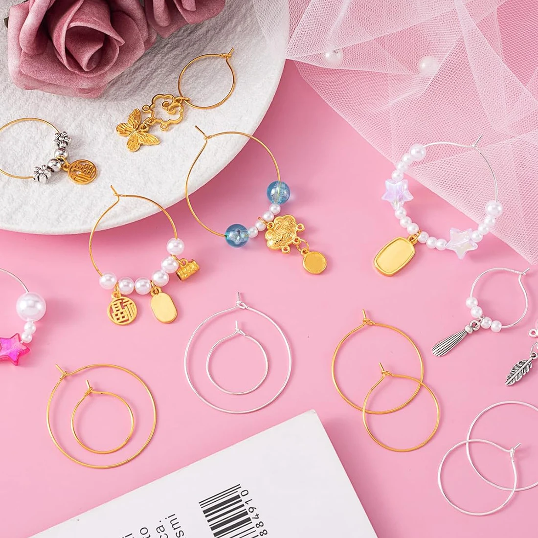 20Pcs Stainless Steel Round Earring Beading Hoops Gold Silver 15-40MM Big Circle Wire Open Hoops for DIY Jewelry Making Findings view 5