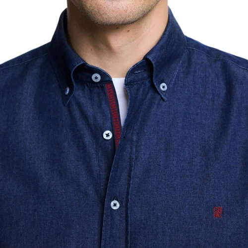 Imagen 2 del producto CHCH Nueva camisa para hombre de manga larga con botones para negocios sociales Camisas casuales de color sólido para hombres