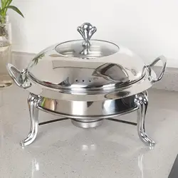 Catering Warmer Set with Lids Removable Anti Scalding Solid Fuel Boiler Camping Cooking Utensils Grilling Tongs Stainless Steel