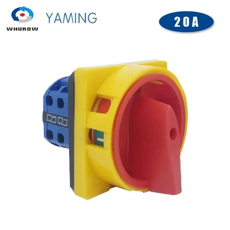 690V 20A Hangslot Roterende nokkenschakelaar met grote plaat OFF-ON 2 Positie 4 Polen 8 Terminals Hoofdkeuzeschakelaar Noodstop LW26-20/2GS