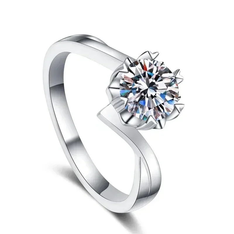 

Elegant Store 0.5/2Carat Twisted Snowflake Moissanite PT950 Platinum Ring Heart Shaped Diamond Women Wedding Ring