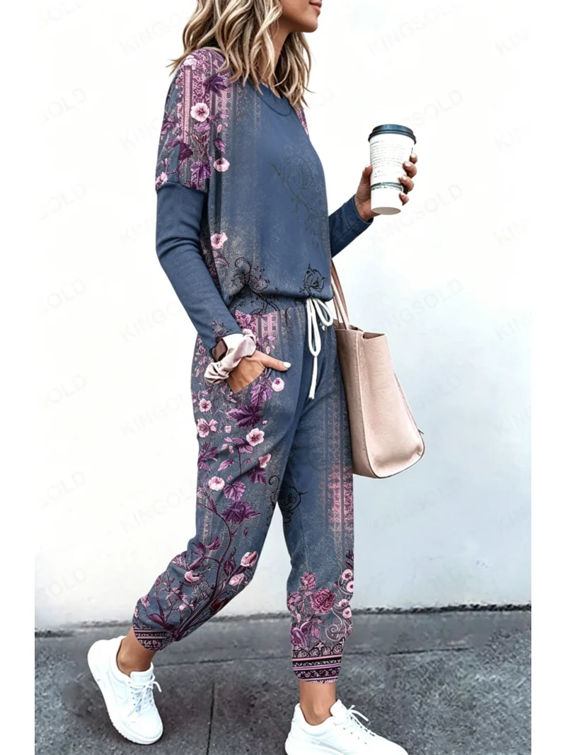 Women's fashionable running long sleeved pants set casual wear women's jogging two-piece sports set