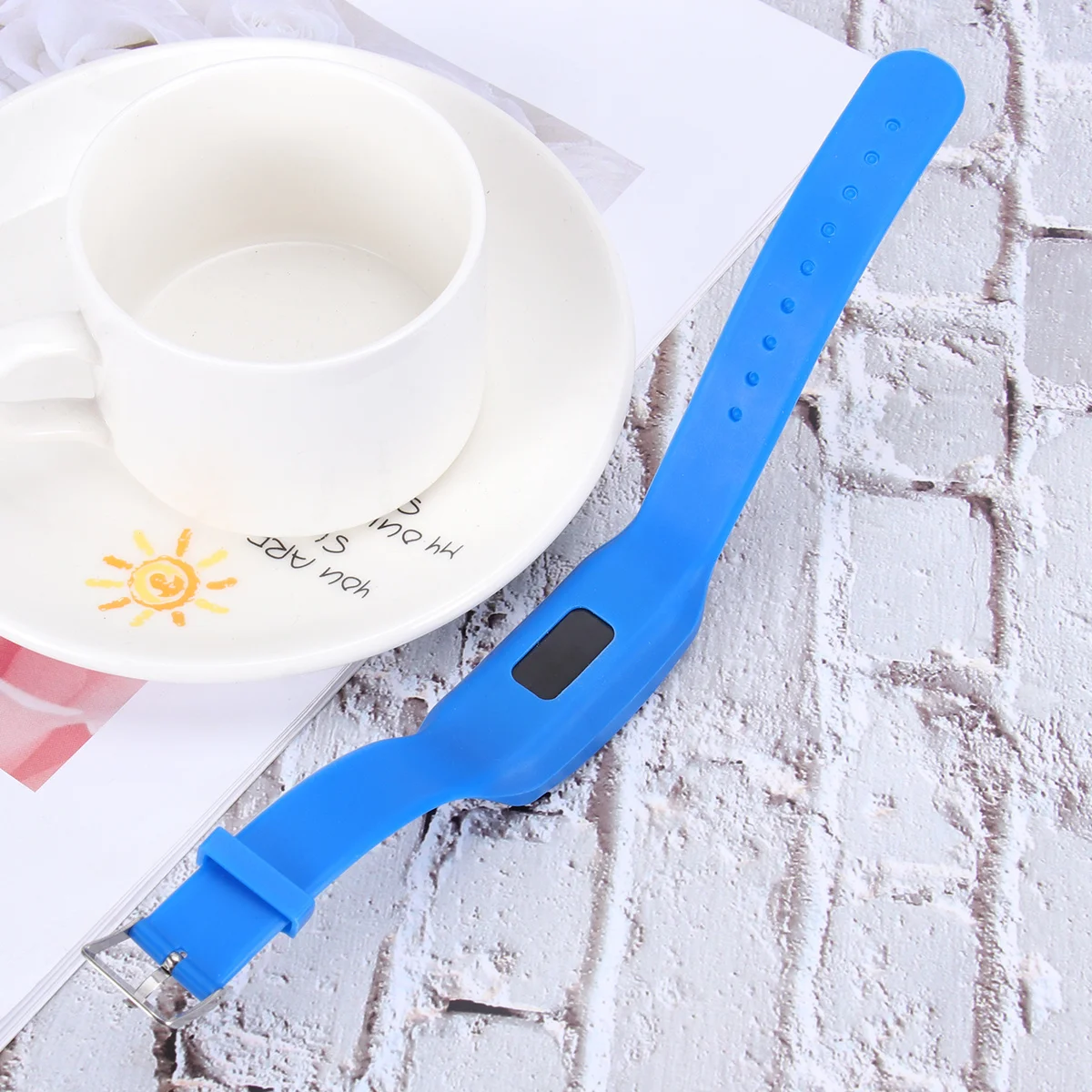 

Led Blue Pedometer Watch Calorie Monitor Mileage Time Display Fitness Tracker For Kids Adults Sports Wristband