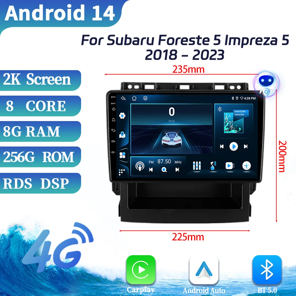 

For Subaru Foreste 5 Impreza 5 2018-2023 Car Radio Multimedia Video Player Navigation 4G GPS Android OS Wireless Carplay Screen